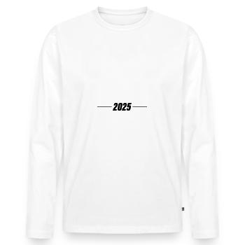 2025 Jahr - Männer Premium Bio Langarmshirt - Weiß - Vorne - Nico (187cm)