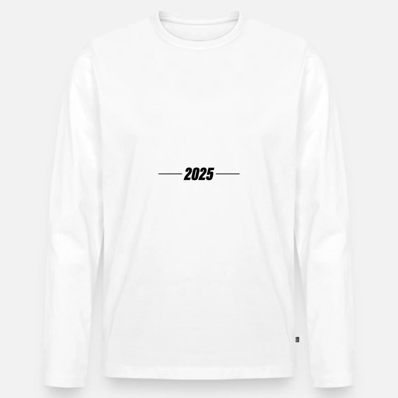 2025 Jahr - Männer Premium Bio Langarmshirt - Weiß