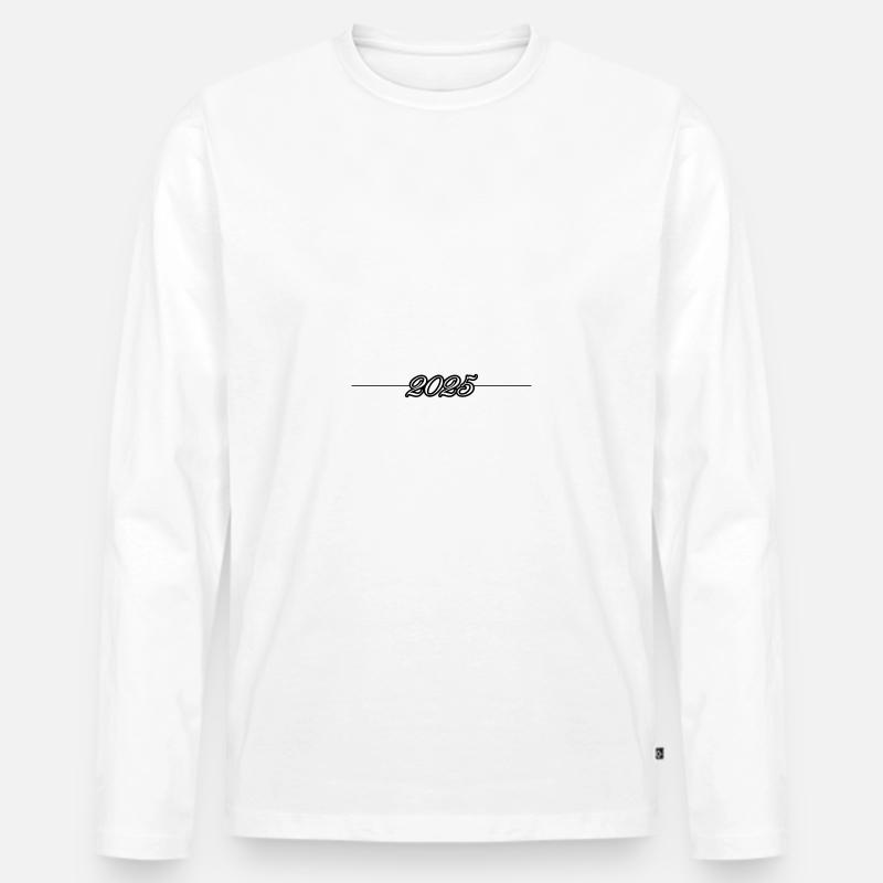 2025 Linie - Männer Premium Bio Langarmshirt - Weiß