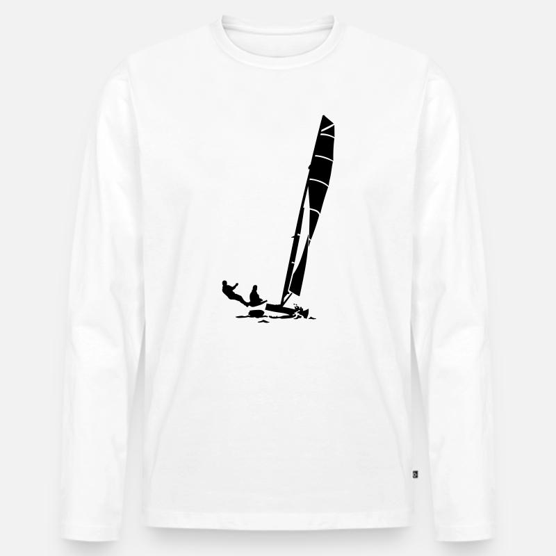 Katamaran - Männer Premium Bio Langarmshirt - Weiß