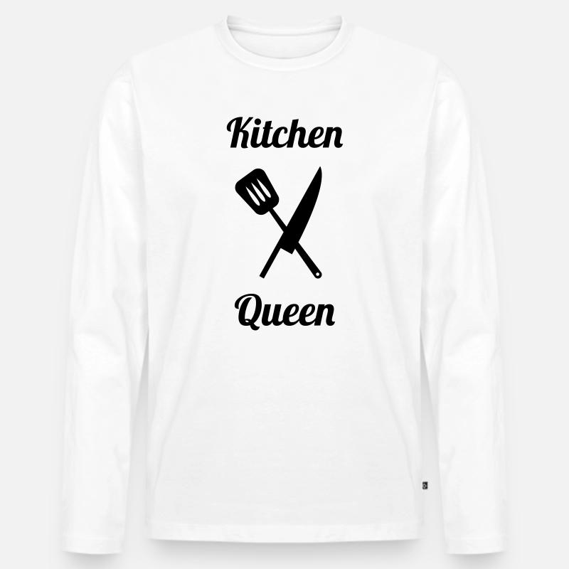 Kitchen Queen - Männer Premium Bio Langarmshirt - Weiß