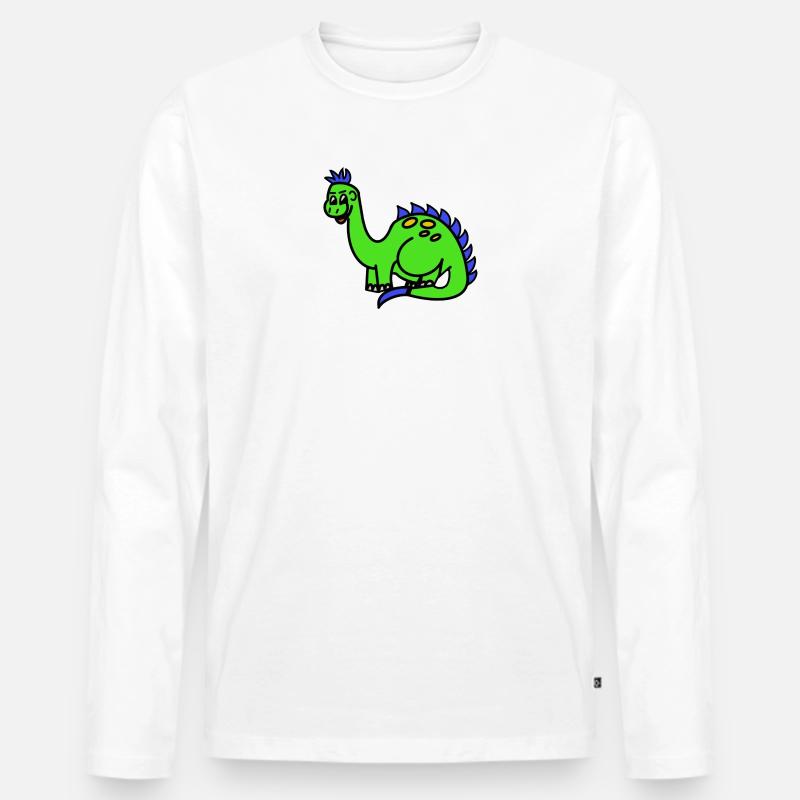 Bruno der Brontosaurier - Männer Premium Bio Langarmshirt - Weiß