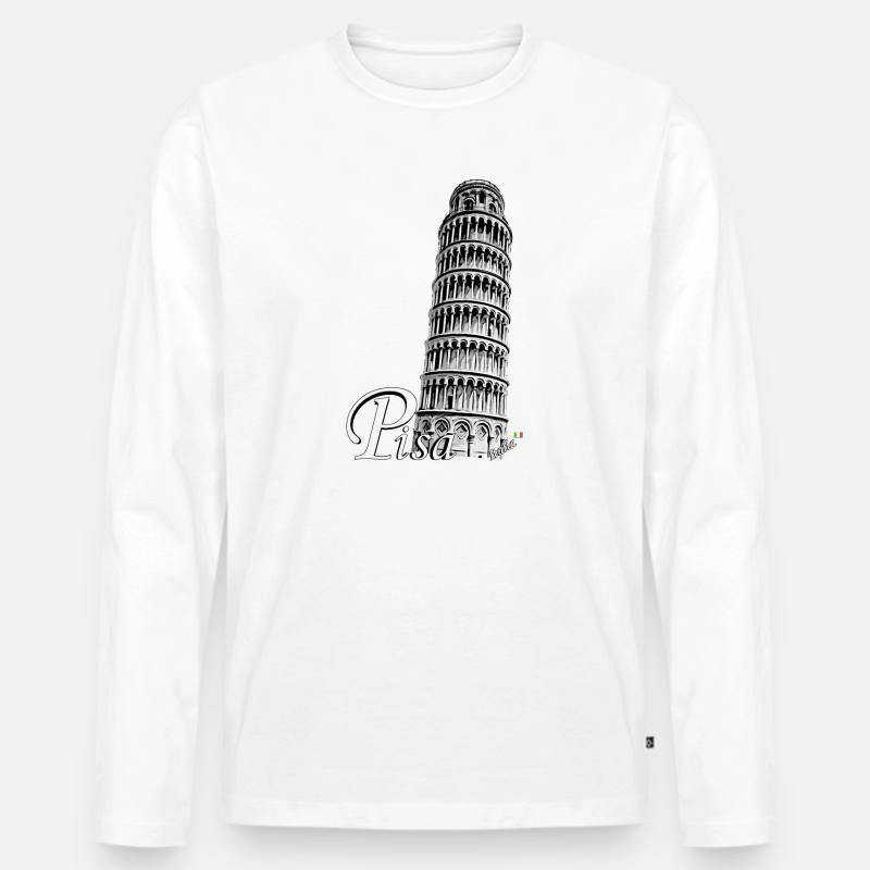 Schiefe Turm von Pisa - Männer Premium Bio Langarmshirt - Weiß
