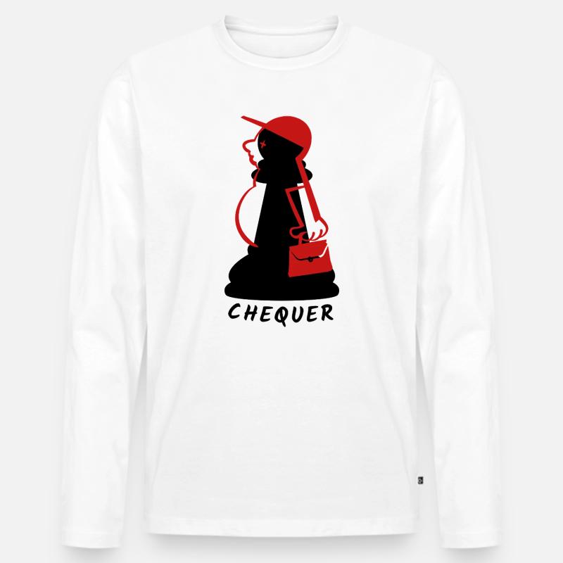 Chequer - Männer Premium Bio Langarmshirt - Weiß