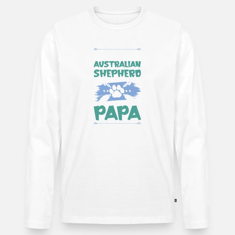 australischer shäferhund hunde papa - Männer Premium Bio Langarmshirt - Weiß