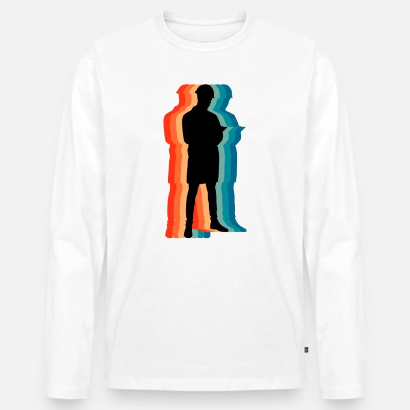 Bauingenieur Retro Silhouette Professionelle Kunst - Männer Premium Bio Langarmshirt - Weiß