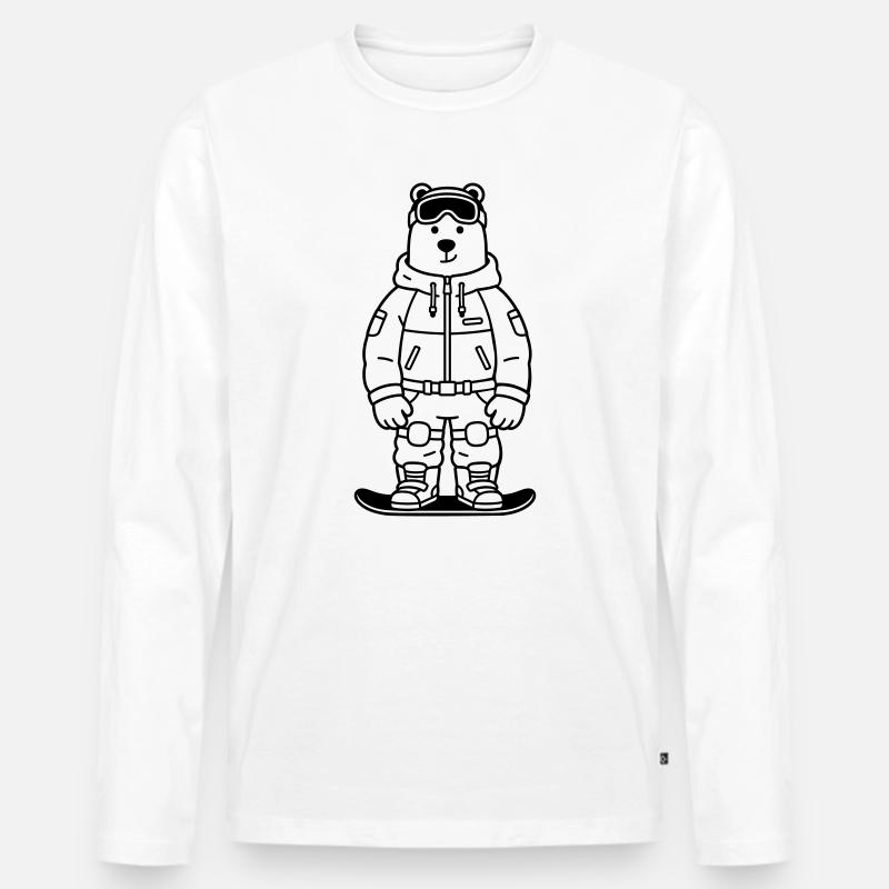 Bear Snowboarder - Männer Premium Bio Langarmshirt - Weiß