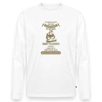 Schweißer Vorsicht extreme Hitze Spontan - Männer Premium Bio Langarmshirt - Weiß - Vorne - Nico (187cm)