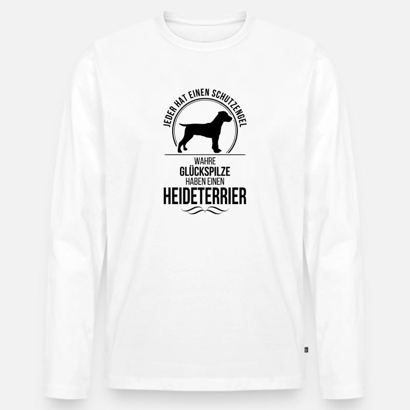 HEIDETERRIER Schutzengel Hunde Spruch Wilsigns - Männer Premium Bio Langarmshirt - Weiß