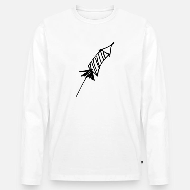 Silvester Rakete - Männer Premium Bio Langarmshirt - Weiß