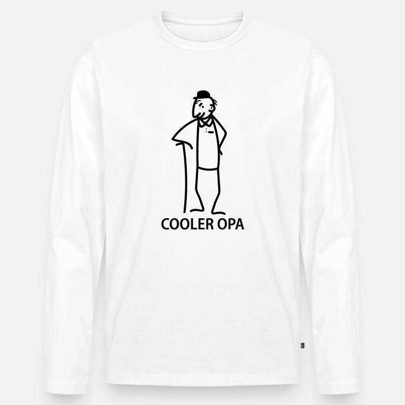 Cooler Opa - Männer Premium Bio Langarmshirt - Weiß