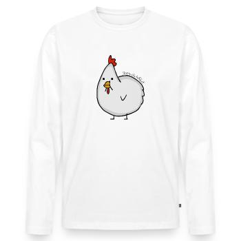 Emma das Huhn - Premium Longsleeve - Women - Männer Premium Bio Langarmshirt - Weiß - Vorne - Nico (187cm)