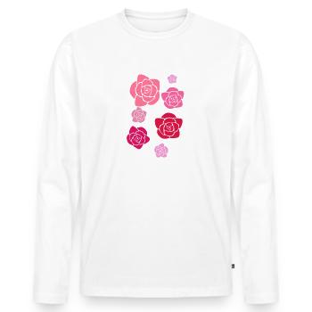Rosen, Blumen,illustration,Rose - Männer Premium Bio Langarmshirt - Weiß - Vorne - Nico (187cm)