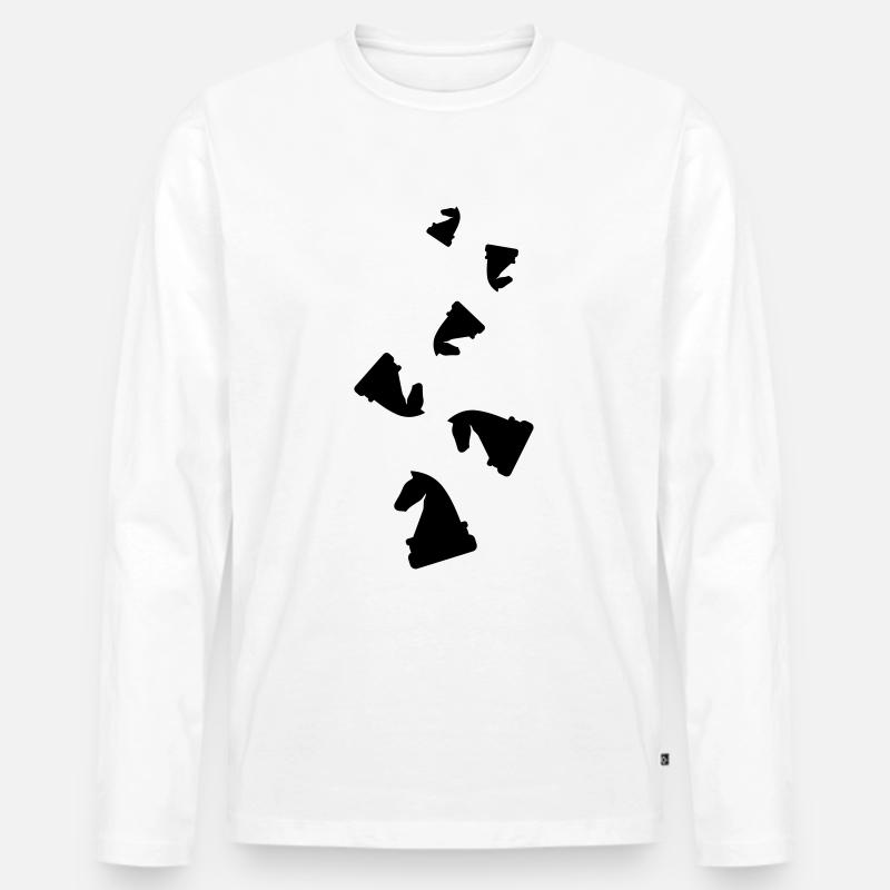 Pferd Schachfigur - Männer Premium Bio Langarmshirt - Weiß