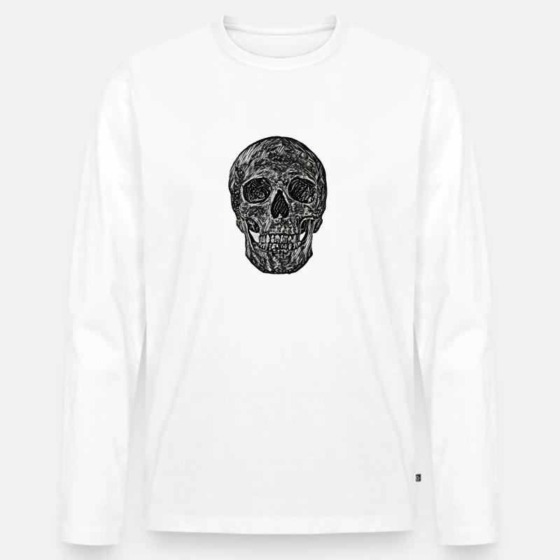 Dark Skull - Männer Premium Bio Langarmshirt - Weiß