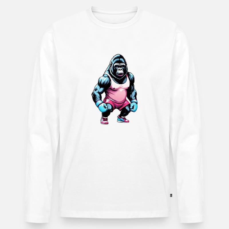 Gorilla Boxer Boxen - Männer Premium Bio Langarmshirt - Weiß