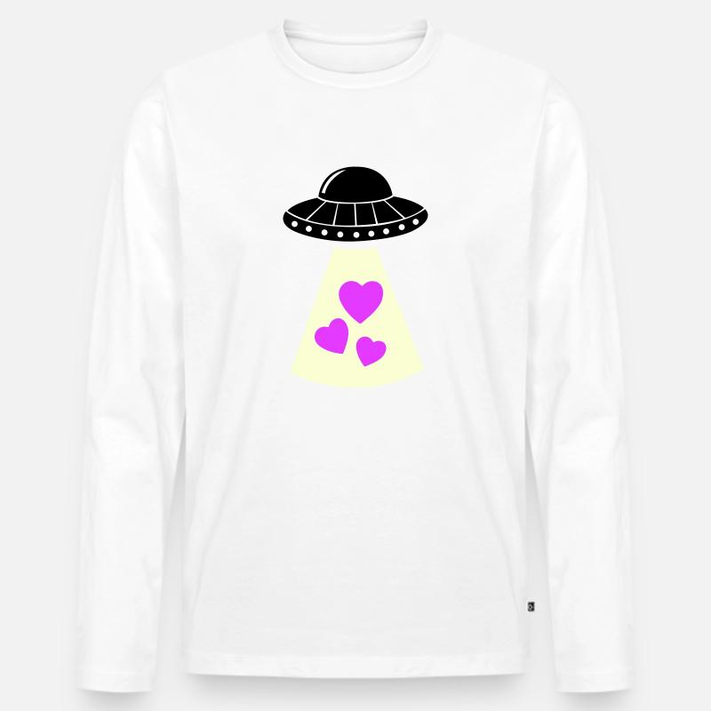 ufo herz - Männer Premium Bio Langarmshirt - Weiß