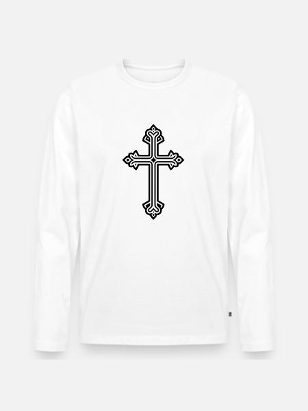 Cross Symbol Christianity - Men's Premium Organic Long Sleeve Shirt - white
