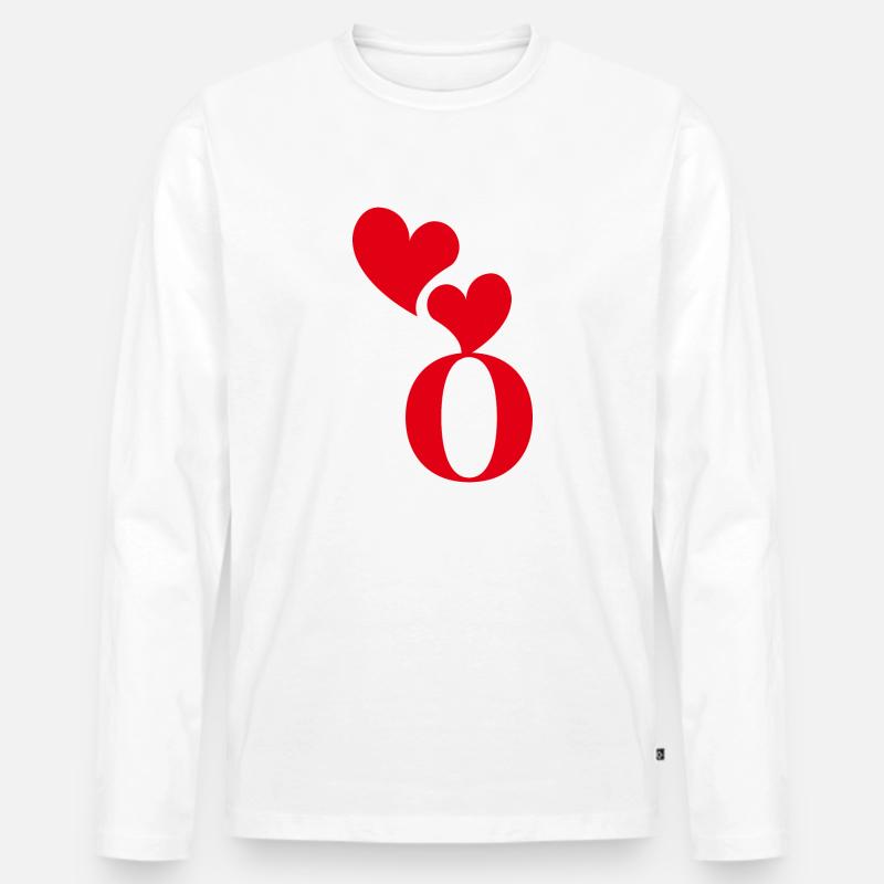 Buchstabe o rotes Herz - Männer Premium Bio Langarmshirt - Weiß