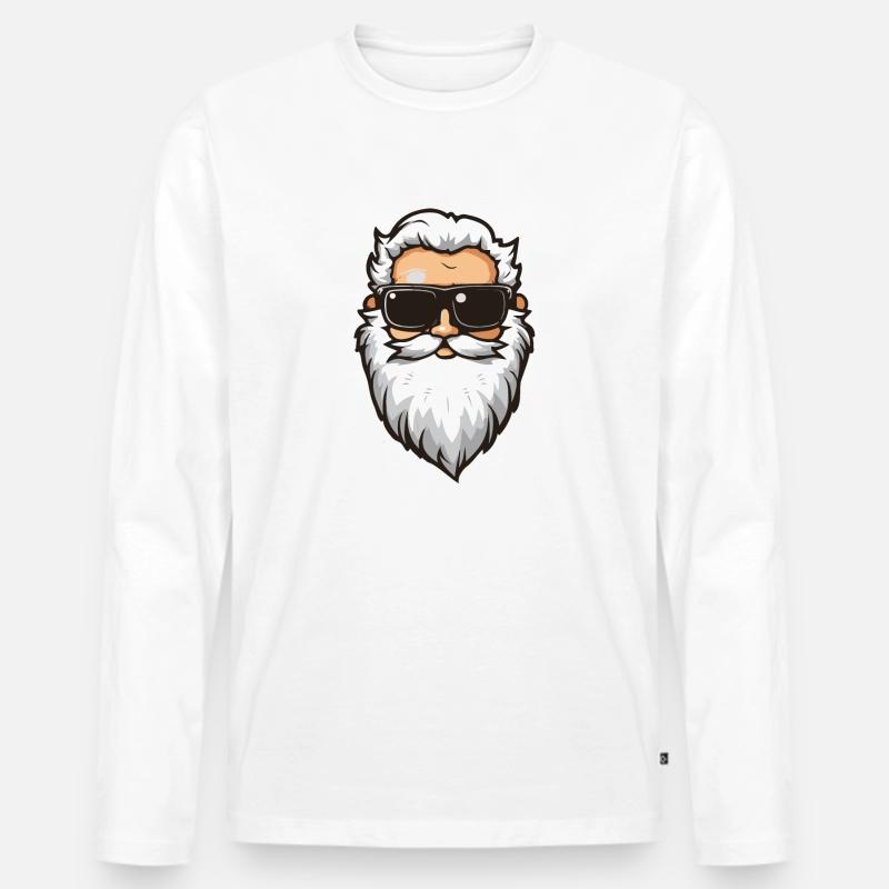 Weihnachtsmann cool comic - Männer Premium Bio Langarmshirt - Weiß