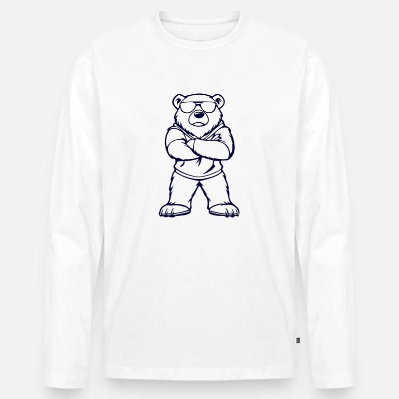 eisbär comic cool - Männer Premium Bio Langarmshirt - Weiß