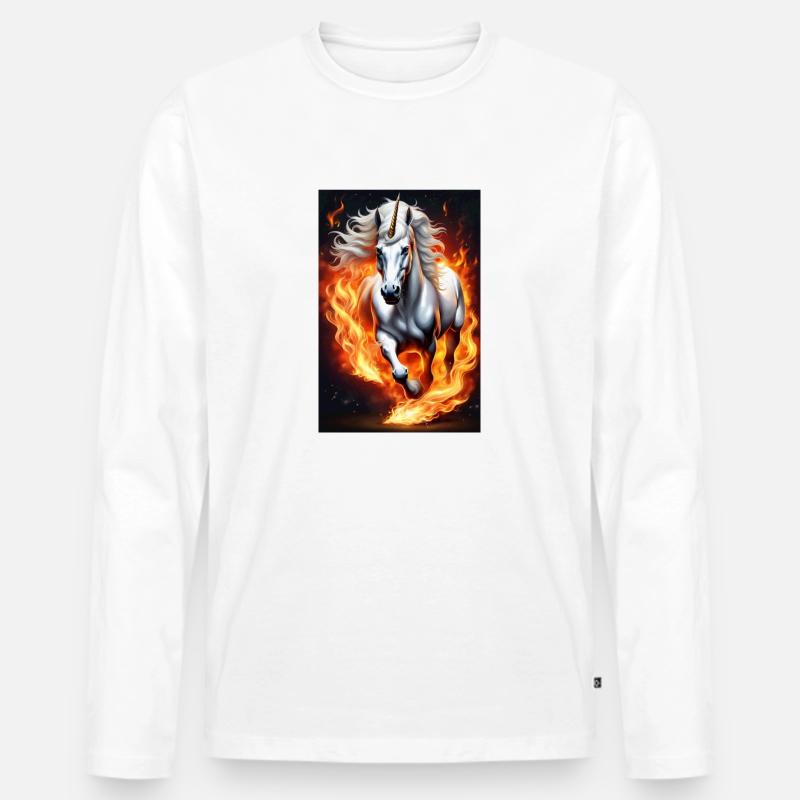 White Animals Einhorn - Männer Premium Bio Langarmshirt - Weiß