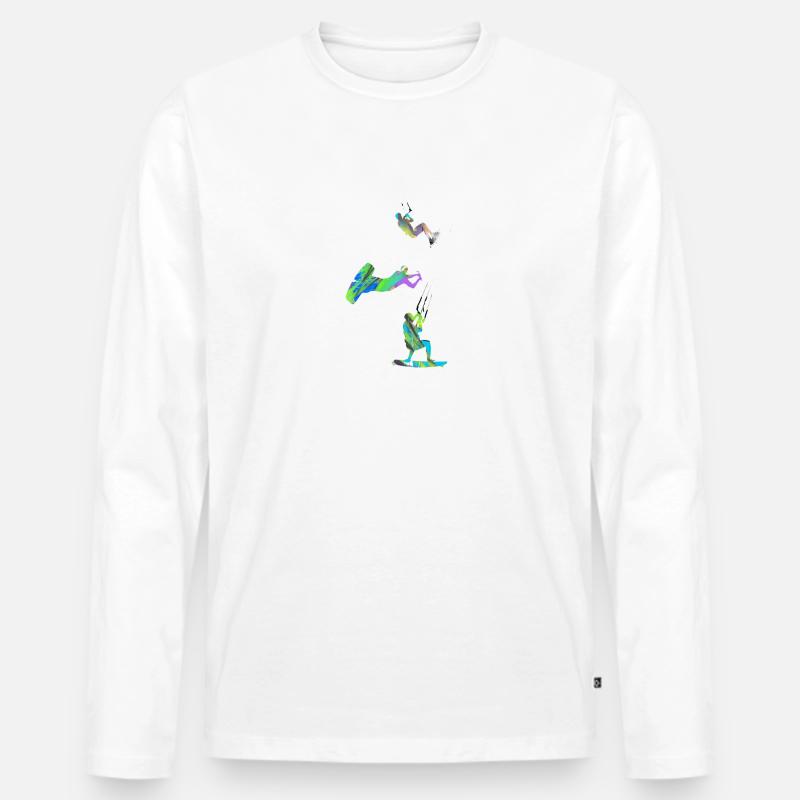 Kiten, surfen,kitesurfing, Graffiti - Männer Premium Bio Langarmshirt - Weiß
