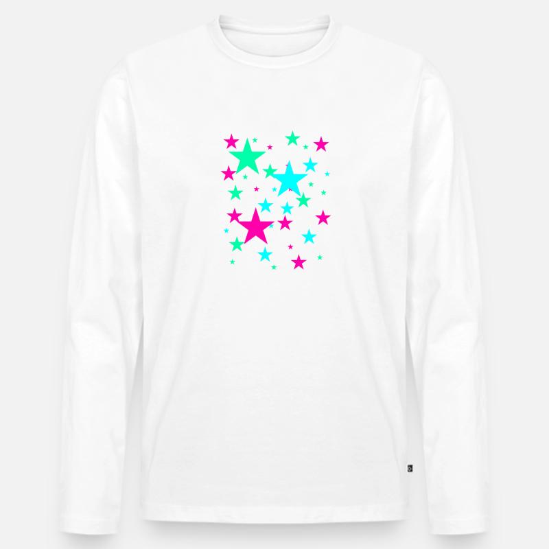 Sterne,stern, bunte Sterne - Männer Premium Bio Langarmshirt - Weiß