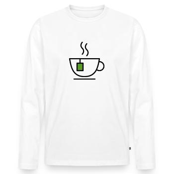Tee - Männer Premium Bio Langarmshirt - Weiß - Vorne - Nico (187cm)