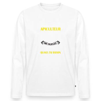 Je suis apiculteur t-shirt abeille homme - T-shirt manches longues Premium bio Homme - blanc - Devant - Nico (187cm)