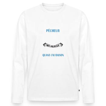 je suis pêcheur t-shirt homme humour passion - T-shirt manches longues Premium bio Homme - blanc - Devant - Nico (187cm)