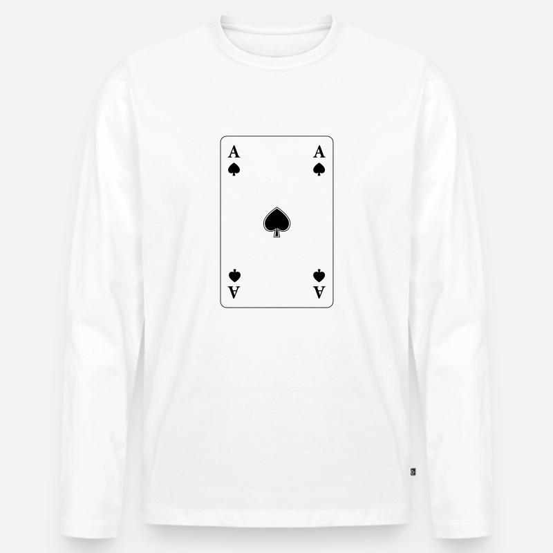 Pik Ass - Männer Premium Bio Langarmshirt - Weiß