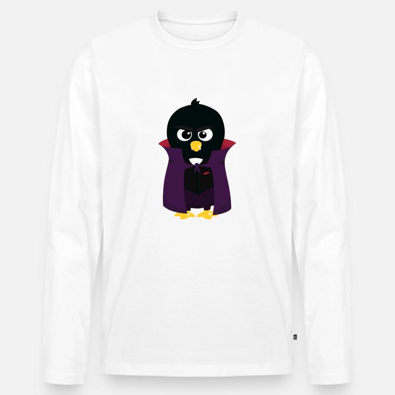 Pinguin-Vampire - Männer Premium Bio Langarmshirt - Weiß