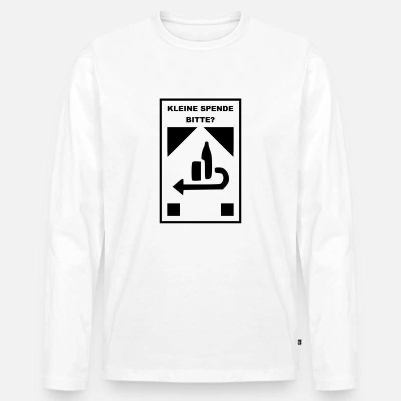 Kleine Spende Bitte 2 - Männer Premium Bio Langarmshirt - Weiß