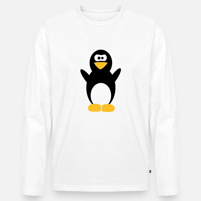 Pinguin - Männer Premium Bio Langarmshirt - Weiß