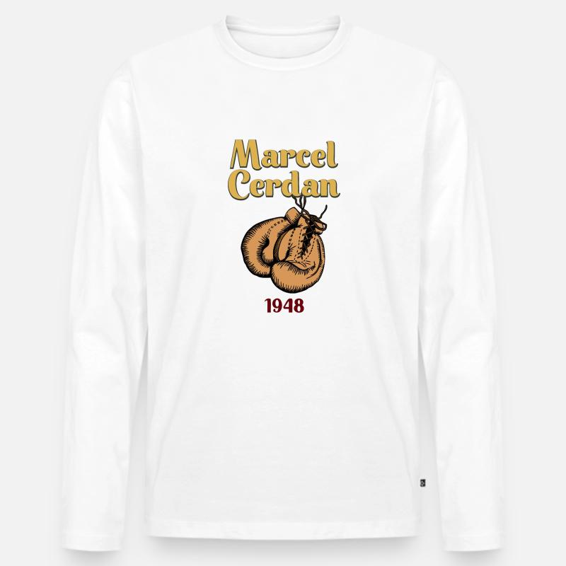 marcelcerdan - Männer Premium Bio Langarmshirt - Weiß