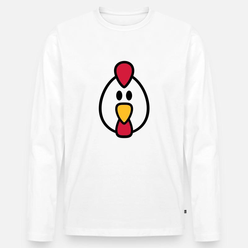 Huhn - Männer Premium Bio Langarmshirt - Weiß