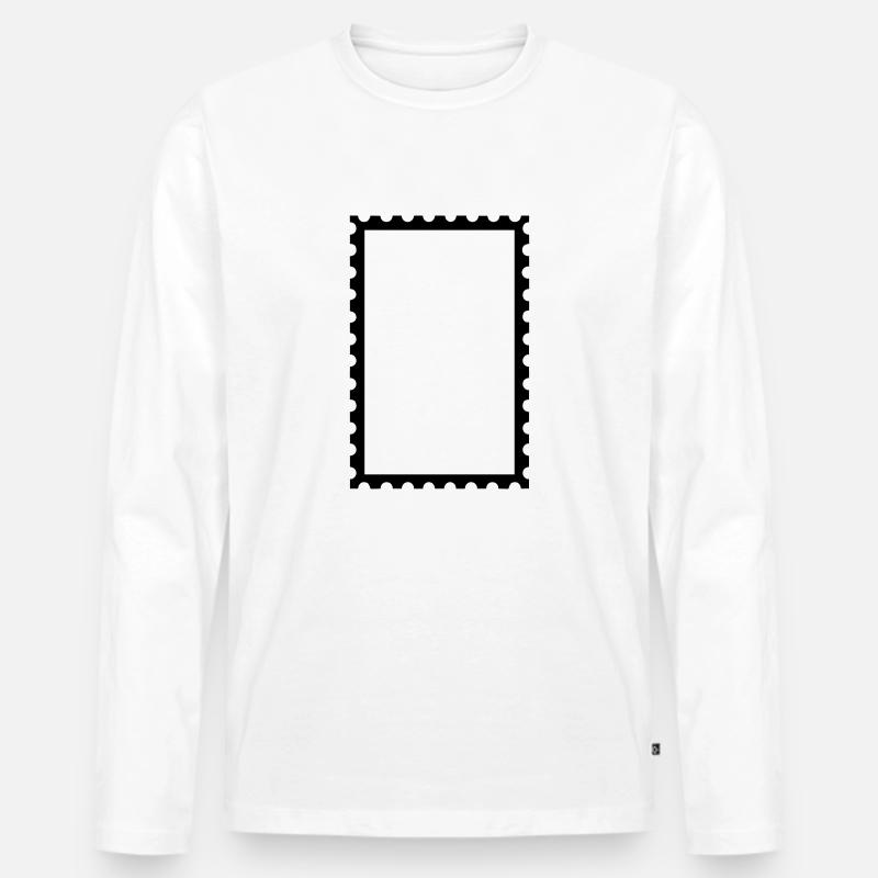 Briefmarke - Männer Premium Bio Langarmshirt - Weiß