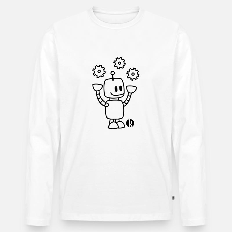 Happy Juggling Robot - Männer Premium Bio Langarmshirt - Weiß