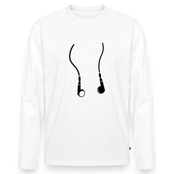 des écouteurs - T-shirt manches longues Premium bio Homme - blanc - Devant - Nico (187cm)