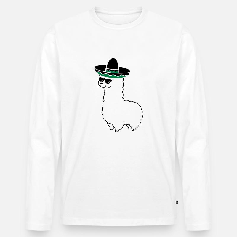 lama_mexico_2 - Männer Premium Bio Langarmshirt - Weiß