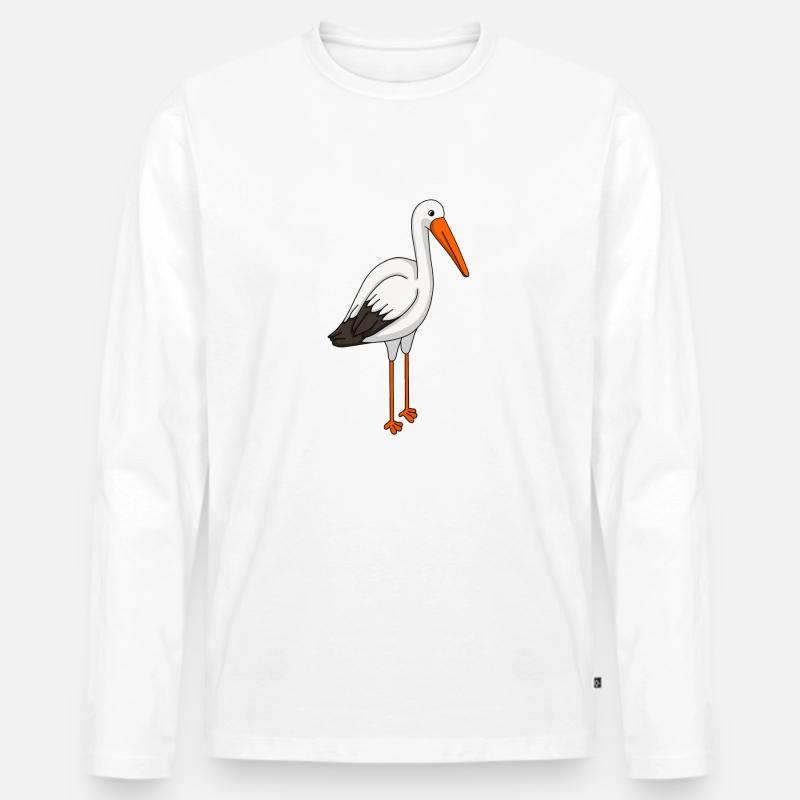 Storch - Männer Premium Bio Langarmshirt - Weiß