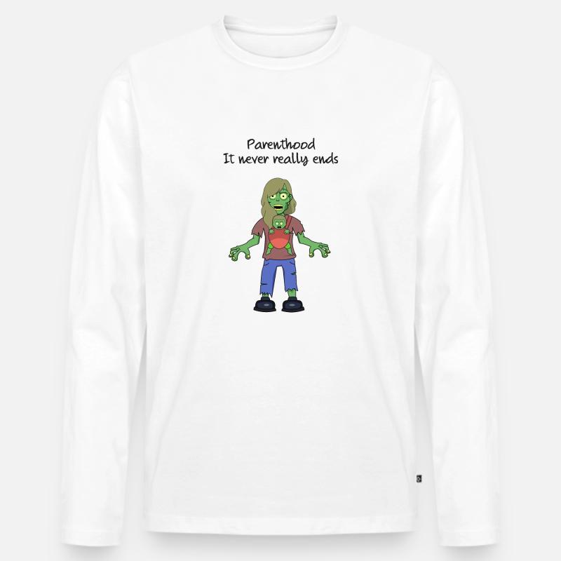 Elternschaft endet nie wirklich - Männer Premium Bio Langarmshirt - Weiß