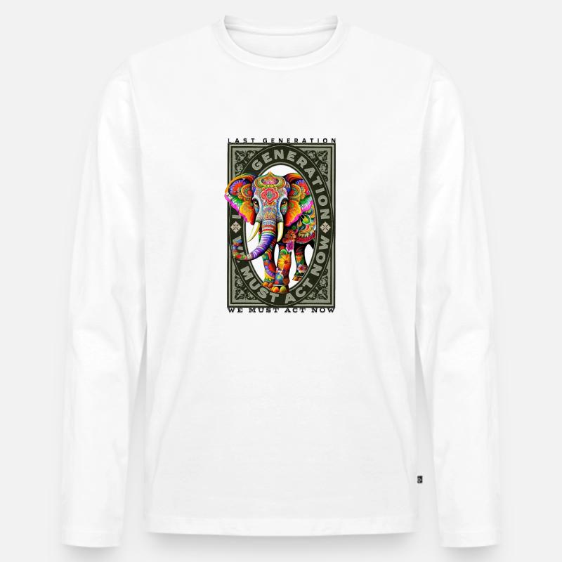 last generation, Elephant - Männer Premium Bio Langarmshirt - Weiß