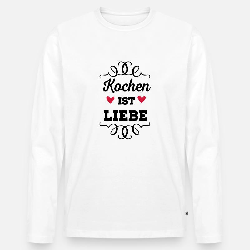 Kochen ist Liebe - Männer Premium Bio Langarmshirt - Weiß