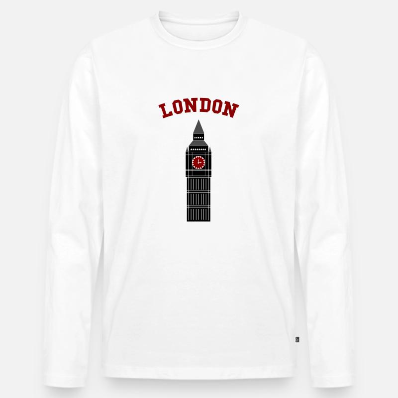 london big ben - Männer Premium Bio Langarmshirt - Weiß