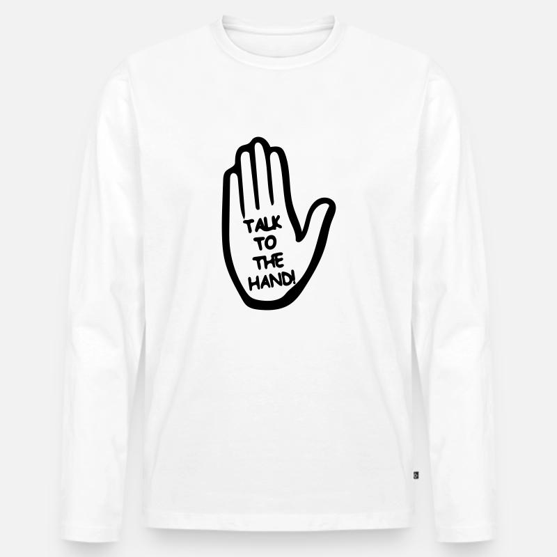 Sprich mit der Hand - Männer Premium Bio Langarmshirt - Weiß