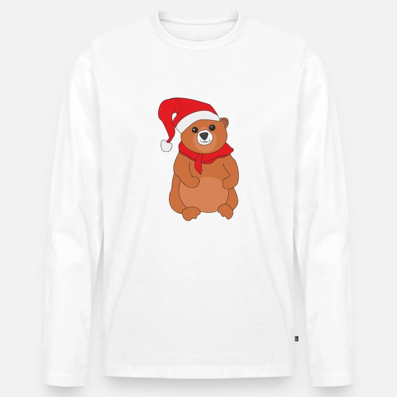 Teddybär - Männer Premium Bio Langarmshirt - Weiß