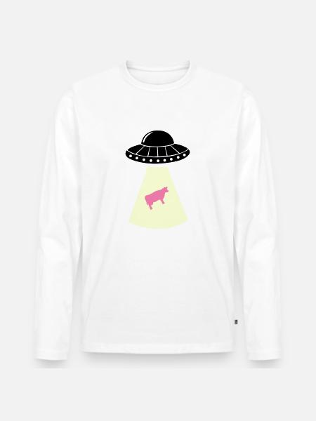 UFO Cow - Men's Premium Organic Long Sleeve Shirt - white