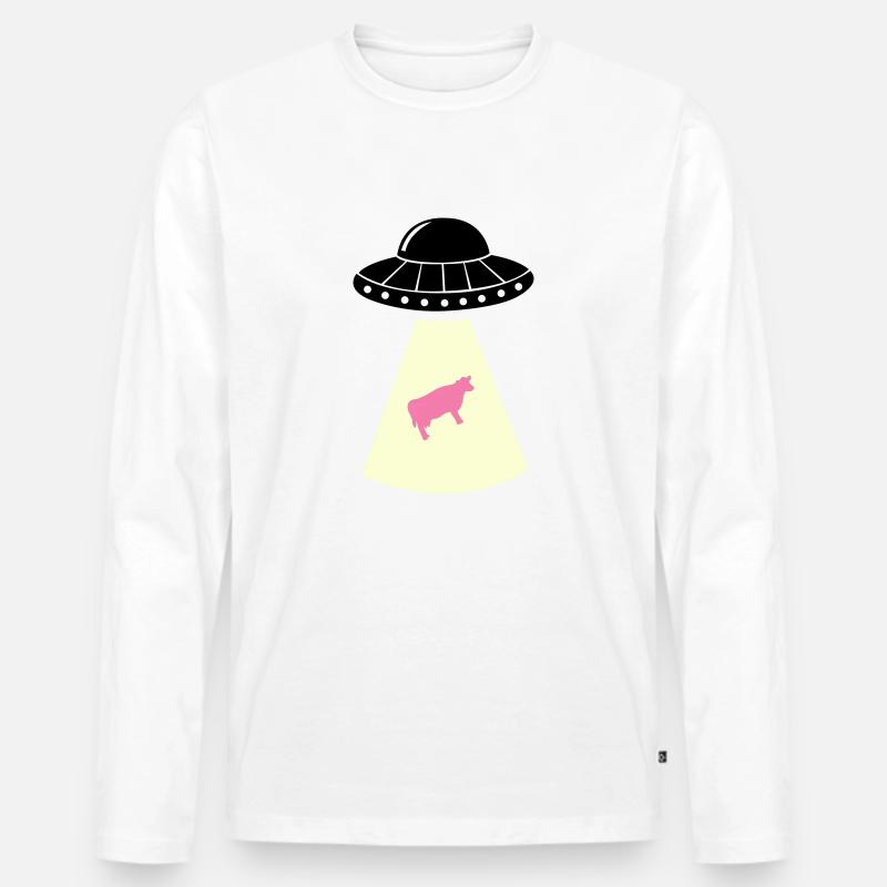 ufo kuh - Männer Premium Bio Langarmshirt - Weiß